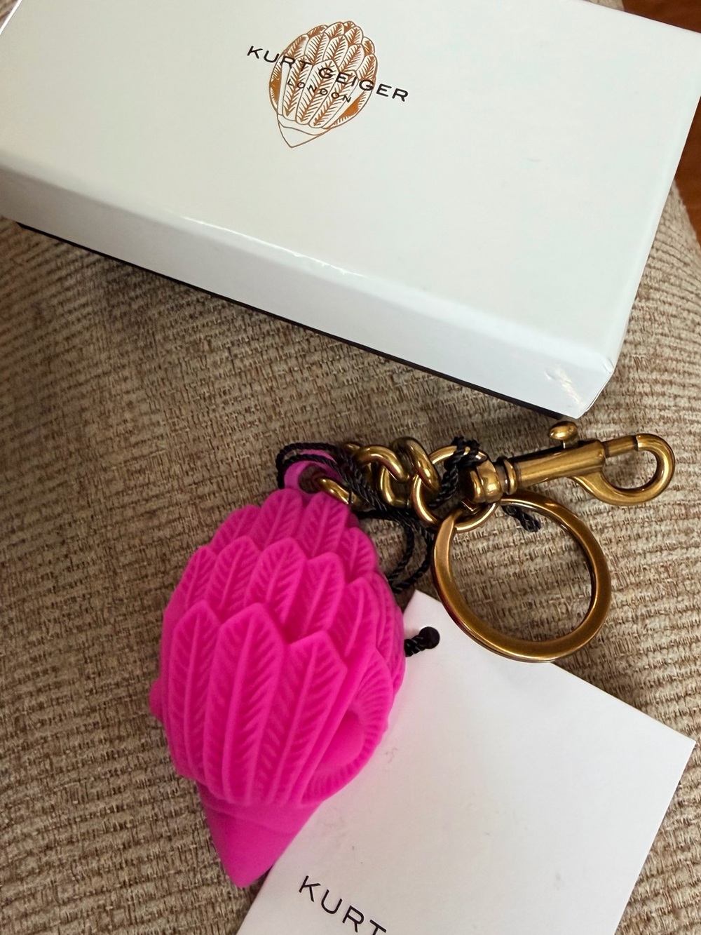 Kurt Geiger Pink Silicone Pinecone Keychain - Picture 3 of 3